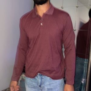 Burgundy long sleeve collared polo shirt